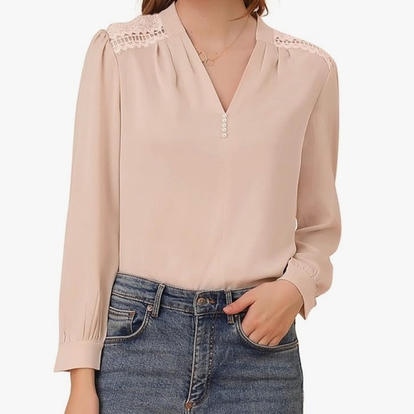 Allegra K Tops - Allegra K Pale Pink V Neck Blouse. NWT